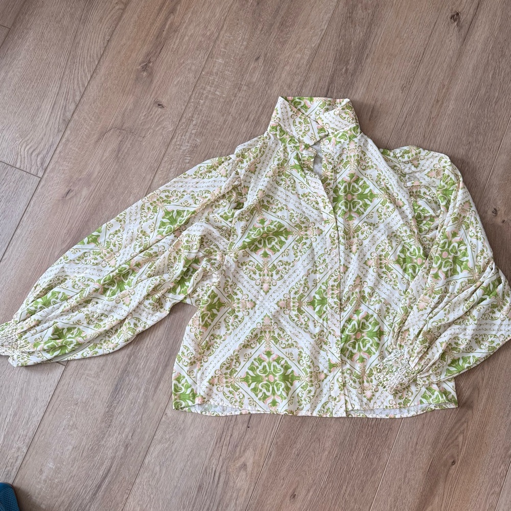 Flying Tomato Green and Pink Floral Blouse